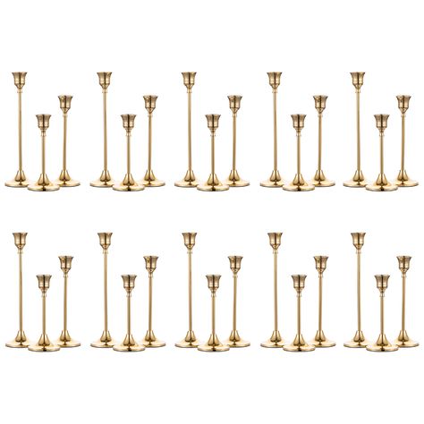 Free 2-day shipping. Buy Nuptio Taper Candle Holders In Bulk, Goblet Brass Gold Candlestick Holders Set of 30, Decorative Metal Candle Stand for Room Decor, Coffee Table, Kitchen Decor, Wedding Decorations at Walmart.com Gold Taper Candle Holders, Black Candlestick Holders, Metal Candle Stand, Gold Candlestick Holders, Fire Candle, Fun Wedding Decor, Coffee Table Kitchen, Tall Candlesticks, Gold Candle Sticks