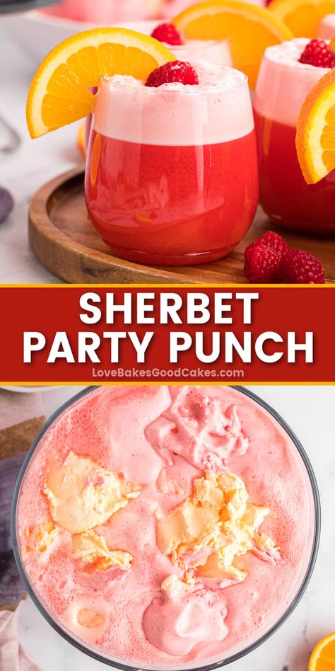 Celebrate with Sherbet Party Punch! A festive drink that's perfect for any gathering. This fruity, fizzy delight brings joy to every occasion. Sorbet Punch Recipes, Red Punch Recipes, Sorbet Punch, Romantic Food, Sherbet Punch Recipes, Fruit Punch Recipe, Sherbet Punch, Alcoholic Punch Recipes, Non Alcoholic Punch