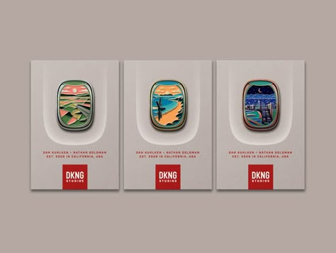 Dkng Studios, Enamel Pin Design, Pins Badge Display, 달력 디자인, Airplane Window, Pin Design, Soft Enamel Pins, Paint Line, Sticker Packs