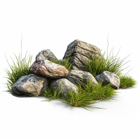 Rocks Illustration, Stone Png, Grass Photoshop, Rock Png, Grass Png, Cartoon Grass, Tree Texture, Digital Decorations, Grass Background