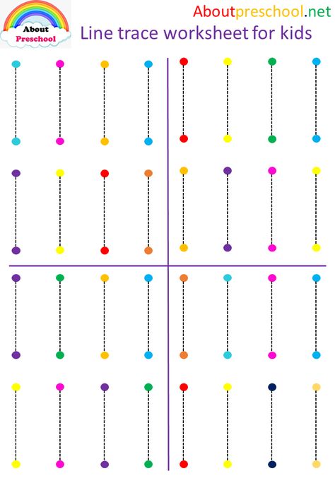 Preschool-Line Trace Worksheet For Kids-3 1 Trace Worksheet, Lines Worksheet, Pre Writing Practice, Line Tracing Worksheets, Worksheet For Preschool, Worksheet Preschool, Name Tracing Worksheets, Craft Work For Kids, Preschool Tracing