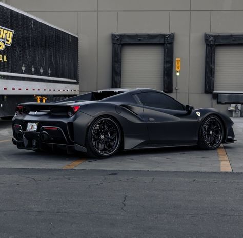 Black Ferrari, Monochrome Living Room, Bespoke Cars, Ferrari Black, Armored Truck, Ferrari 488, Car Mods, Ferrari Car, Mustang Cars