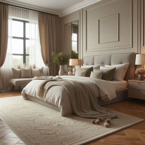 Neutral Bedroom Ideas Bedroom Ideas Traditional, Bedroom Design Traditional, Traditional Bedroom Interior, Bedroom Decor Traditional, Neutral Bedroom Ideas, Transitional Bedroom Design, European Bedroom, Taupe Bedroom, Traditional Bedroom Design