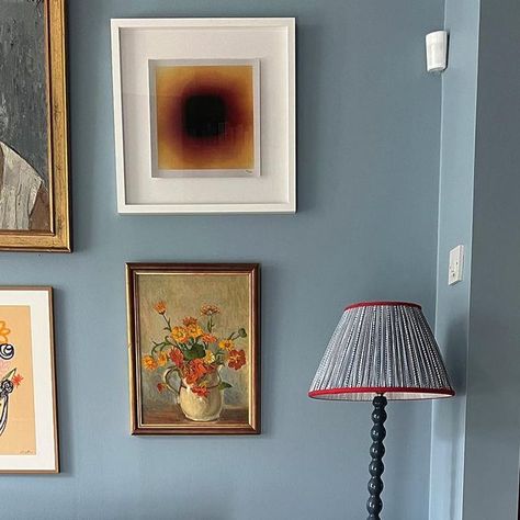 Jessie Bush on Instagram: "My toxic trait is procrastination; if it was a sport I’d win Olympic gold for sure. And yet somehow we’ve finally managed to paint the living room (in @farrowandball’s new Kittiwake), hang some art, and I even managed to sand and paint this side table that I picked up in the Cotswolds last summer. All in all a miracle in this household. Now all we need to do is replace the doorknob and light switch…" Sand Paint Color, Farrow And Ball Bedroom, Farrow And Ball Living Room, Farrow And Ball Kitchen, Jessie Bush, Storybook House, Colourful Home, Lounge Interiors, Family Dining Rooms