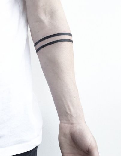 Two Lines Tattoo Arm Men, Arm Lines Tattoo, Two Stripes Tattoo, Stripe Tattoo Arm Men, Line Around Arm Tattoo, Stripe Tattoo, Black Line Tattoo, Line Tattoo Ideas, Private Tattoos