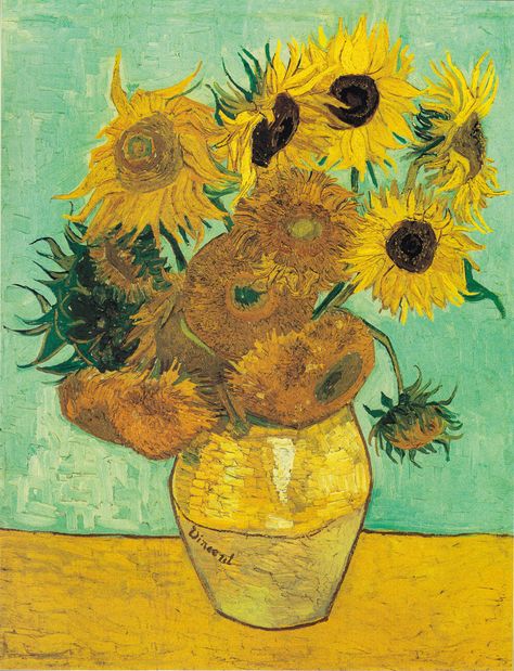 Miniature Art Gallery, Vase With Twelve Sunflowers, Van Gogh Flowers, Sunflower Coloring Pages, Art Critique, Sunflower Vase, Colorful Arrangements, Art Mood Board, Sunflower Colors