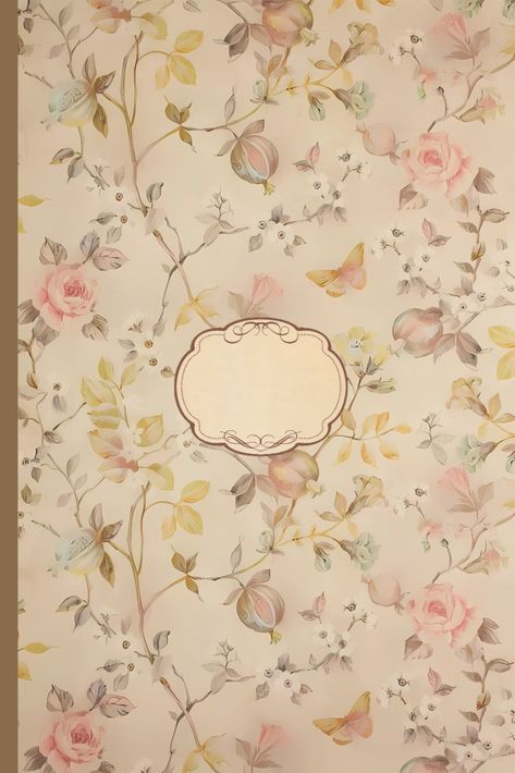 Vintage notebook/journal with lined pages and pretty interior is now available on Amazon!💗 Coquette Notebook, Diary Cover Design, Book Cover Art Diy, Vintage Paper Background, Victorian Books, Notebook Cover Design, Book Cover Template, Vintage Notebook, Aesthetic Floral