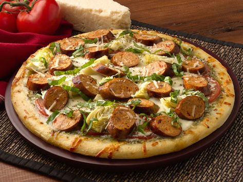 Amalfi Caprese Pizza | Boboli Boboli Pizza, Boboli Pizza Recipes, All Natural Recipes, Asiago Chicken, Caprese Pizza, Chicken Sausage Recipes, Gluten Free Eating, Quick Healthy Meals, Asiago