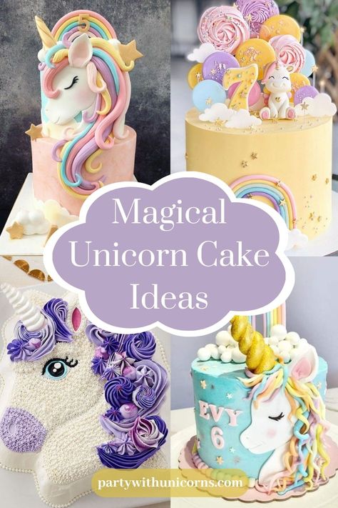 Small Unicorn Cake Birthday, Cake Decorating Unicorn, Magical Unicorn Cake, Galaxy Unicorn Cake, Unicorn Rainbow Cake Birthday, Rainbow Unicorn Cake Birthday, Unicorn Cake Design Ideas, Simple Unicorn Cake, Diy Unicorn Birthday Cake