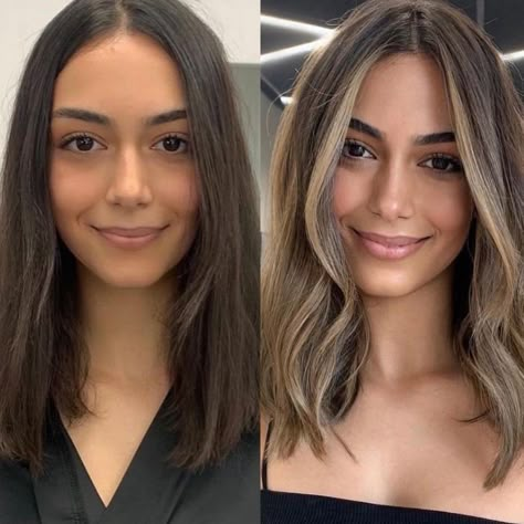 Hair Color For Brown Eyes, Rambut Brunette, Black Hair Balayage, Brown Hair Looks, Brown Hair Inspo, Layered Haircuts For Medium Hair, Brunette Hair With Highlights, Hair Inspiration Long, Bangs With Medium Hair