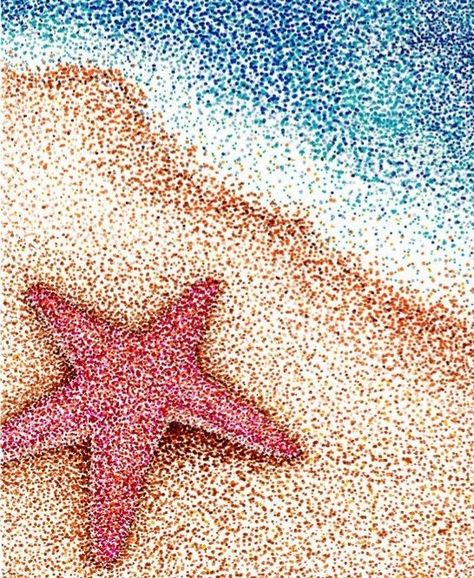 Pointilism Art Ideas Easy, Pointillism Art Projects, Pointilism Art Ideas, Pointilism Art, Pointalism Art, Art Ideas Easy, Palm Tree Pictures, Easy Landscape, Dotted Drawings