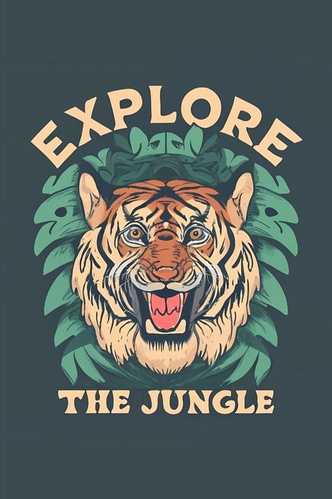 Tiger - Explore The Jungle T-Shirt Homecoming Shirts, Zoo Project, Embroidery Download, Welcome To The Jungle, Jungle Print, Field Day, Digital Poster, Jungle Theme, Rose Vintage