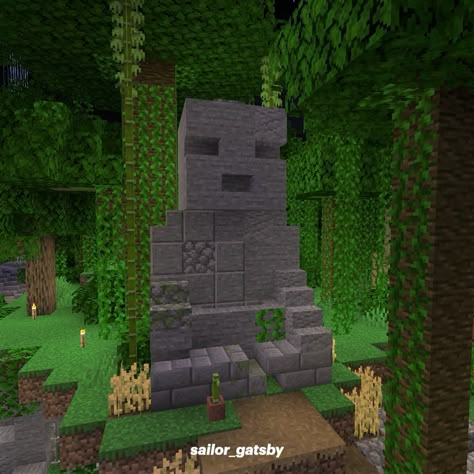 #minecraft #1.17 #statue #builds #ideas Minecraft Giant Skeleton Build, Minecraft Jungle Statue, Stone Statue Minecraft, Minecraft Building Ideas Statues, Minecraft Panda Statue, Frog Statue Minecraft, Statue Minecraft Ideas, Minecraft Cat Statue, Minecraft Frog Statue