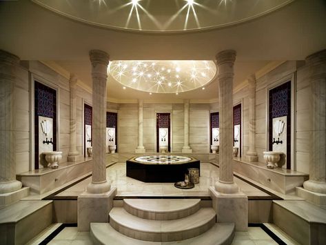 Turkish Hammam, Massage Place, Luxury Swimming Pools, Blue Kitchen Cabinets, Opulent Interiors, Luxury Pools, Most Luxurious Hotels, Hotel Interior Design, Home Wishlist