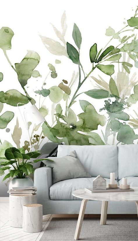 Bring the classic floral wallpaper design to your living room with these beautiful watercolour print by Carol Robinson. Simply choose your favourite design, enter your dimensions and choose your wallpaper material before simply installing your perfect flower wallpaper mural. Click to see the full collection! #Floralwallpaper #watercolour #watercolor #floral #wallpaper #wallmural #wallsauce #accentwall #homedecor #urbanjungle Small Room Look Bigger, Room Look Bigger, Floral Wall Mural, Playroom Wallpaper, Wall Murals Painted, Bedroom Wall Paint, Wallpaper Walls Decor, Wallpaper Murals, Wallpaper Living Room