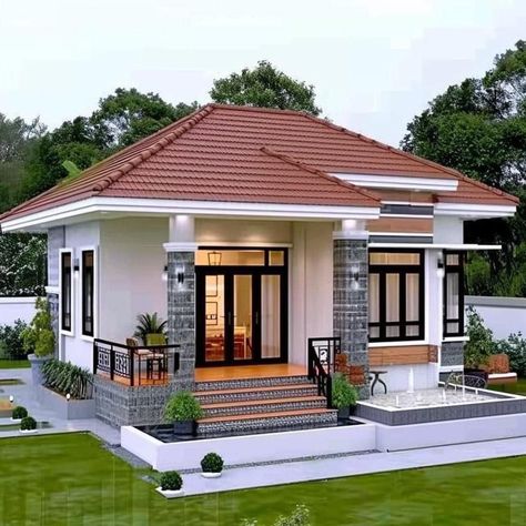 Beautiful House Designs, Townhouse Ideas, Plan Architecture, Bungalow Style House Plans, Small Cottage Homes, Affordable House Plans, Best Modern House Design, Pretty Nature, Classic House Design