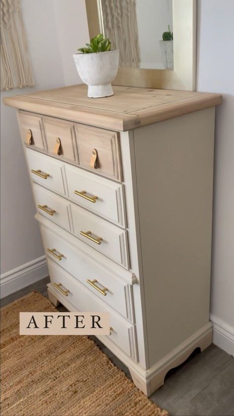 Bedroom Furniture Redo Diy Projects, Painted Dresser Makeover, Dresser Before And After, How To Flip Furniture, Refinished Dresser Ideas, Dresser Renovation, Painting Dressers, Renovating Furniture, Painted Dresser Ideas