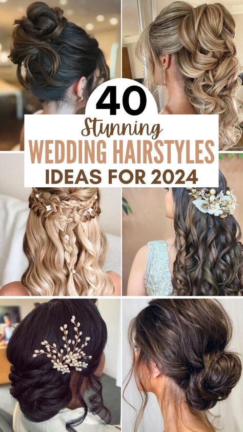 Trending Bride Hairstyles, Stunning Wedding Hairstyles, Hairstyles For Wedding Day Brides, Wave Hairstyles For Wedding, 2024 Formal Hair, Bridal Hairstyles Elegant, Wedding Hairstyles For Long Hair Updo Elegant, Bridal Updo For Medium Length Hair, Big Hair Wedding Hairstyles