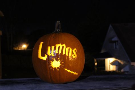 Harry Potter pumpkin carving ideas | Lumos Pumpkin Carving Ideas Harry Potter, Harry Potter Pumpkin Carving Ideas, Harry Potter Pumpkin Carving, Calligraphy Pumpkin, Harry Potter Pumpkin, Pumkin Decoration, Harry Potter Halloween Party, Pumkin Carving, Amazing Pumpkin Carving