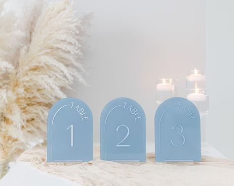 SaveTheDateDesignsCo - Etsy Painted Acrylic Table Numbers, Arched Table Numbers, Dusty Blue Paint, Personalized Table Numbers Wedding, Arched Table, Calligraphy Table Numbers, Text Wedding, Acrylic Table Numbers, Vinyl Painted