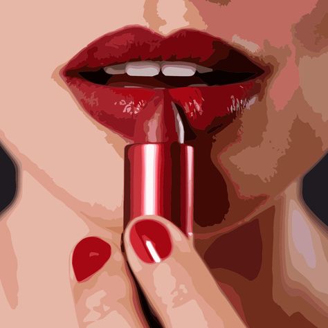 Lipstick Painting, Girl Power Art, Cute Dragon Drawing, Lipstick Art, Lips Drawing, Beauty Illustration, Cute Dragons, Dragon Drawing, Woman Drawing