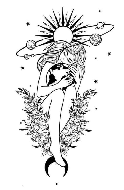 Virgo Tattoo Designs, Tattoo Coloring Book, Virgo Tattoo, Goddess Tattoo, Kawaii Tattoo, Dope Tattoos For Women, Beautiful Tattoo, R Tattoo, Line Art Tattoos