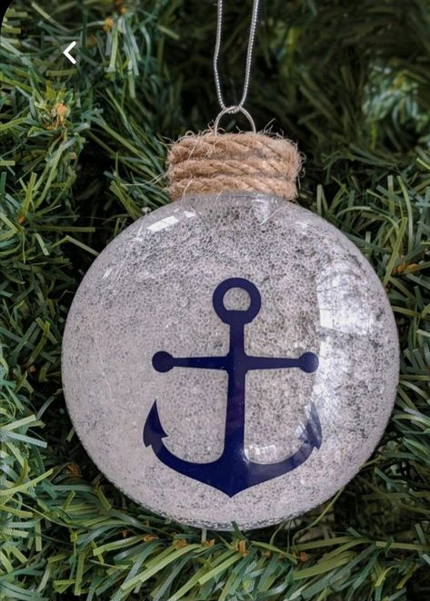 Nautical Ornaments Diy, Anchor Ornaments, Lake Christmas, Homemade Ornament, Coastal Creations, Nautical Christmas Ornaments, Beach Tree, Nautical Ornaments, Nautical Bridal Showers