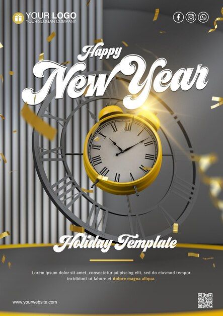 Happy new year a holiday poster template | Premium Psd #Freepik #psd #celebration #new-year #eve #happy-holidays Happy New Year Celebration, Celebration Poster, 2024 Poster, Modern Postcard, Holiday Templates, New Years Poster, Happy New Year 2024, Holiday Poster, New Year Holidays