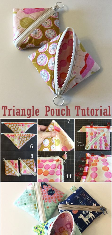 Triangle Pouch, Pouch Sewing, Pouch Tutorial, Half Square Triangle, Small Sewing Projects, Pouch Pattern, Sewing Projects For Beginners, Bag Crochet, Sewing Gifts