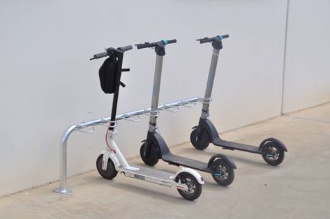 Scooter Rack | Parking lot for scooters Electric Scooter Storage Garage, Electric Scooter Storage, Scooter Rack, Scooter Store, Scooter Storage, Scooter Rental, Parking Area, Bicycle Rack, Comfort Bike