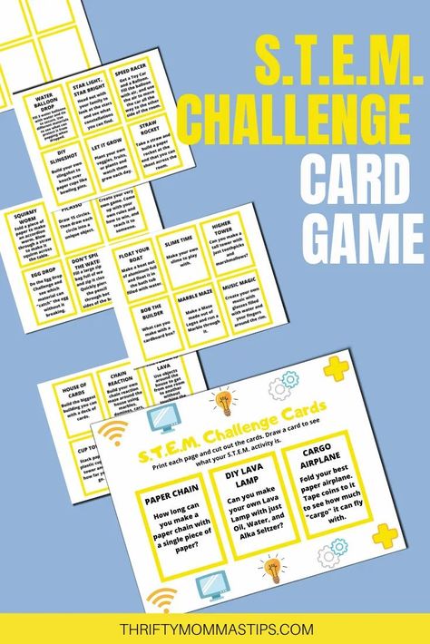 Looking for fun and educational things to keep the kids engaged and learning this summer? Take these free STEM challenge cards now and use them to do various hands on projects to keep kids occupied and learning.  #fun #printables #STEM #elementary #summerfun #parenting #science #technology #crafts Stem Challenge Cards Free Printable, Free Stem Printables, Technology Crafts, Stem Printables, Homeschool Notebook, Stem Projects Elementary, Stem Challenge Cards, Steam Night, Folder Activities