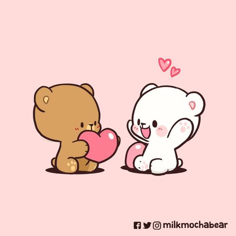 Mocha And Milk Bear, Calin Gif, Milk N Mocha, Milk Y Mocha, Mocha And Milk, Mocha Milk, Milk Bear, Milk And Mocha Bear, Milk Mocha Bear