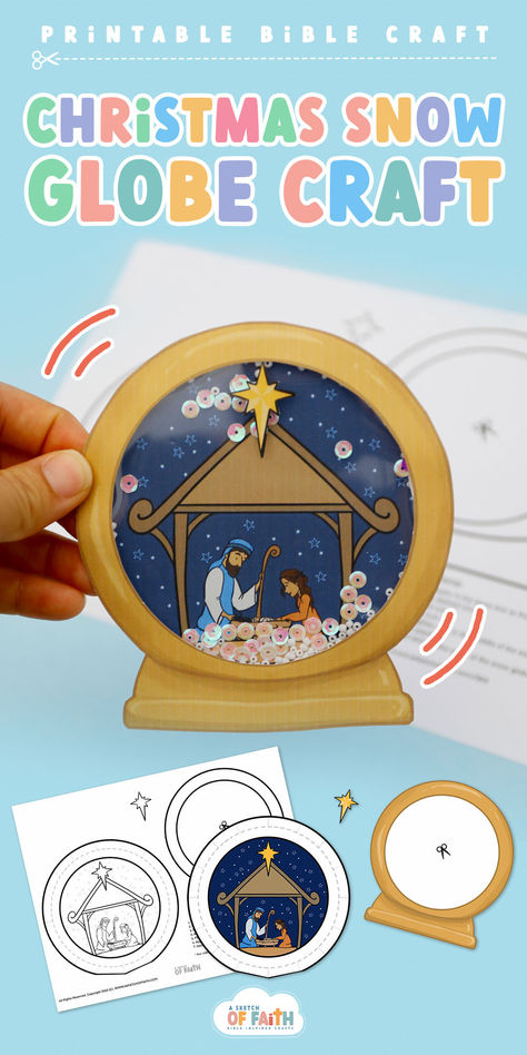 Share joy with this fun shakable paper snow globe. Use this craft to teach children the most meaningful reason for Christmas - to remember the birth of a baby, who was God Himself. Christian Christmas Crafts For Kids, Paper Snow Globe, Nativity Crafts For Kids, Christmas Snow Globe Craft, Nativity Snow Globe, Religious Christmas Crafts, Snow Globe Craft, Christian Christmas Crafts, Advent Crafts