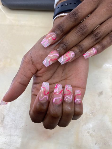 Pink Abstract Nails, Abstract Nails, Pink Abstract, Nail Design, Pink Nails, Gel Nails, Nail Designs, Hairstyles, Nails