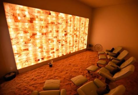 Salt Cave Design, Salt Therapy Room, Med Spa Aesthetic, Salt Room Therapy, Yoga Studio Design Ideas, Spa In Casa, Himalayan Salt Room, Salt Cave Spa, Cave Spa