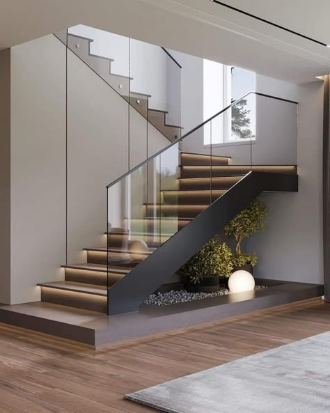 Staircase Interior Design, Staircase Design Modern, Staircase Railing Design, Stairs Design Interior, House Staircase, Villa Design Architecture, Stair Railing Design, Stairs Design Modern, Stairway Design