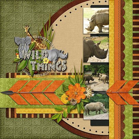 Safari Scrapbook Layouts, Safari Scrapbook, Animal Kingdom Safari, Scrapbook Design Layout, Baby Scrapbook Pages, Disney Scrapbooking Layouts, Disney Scrapbook Pages, Disney Memories, Simple Scrapbook