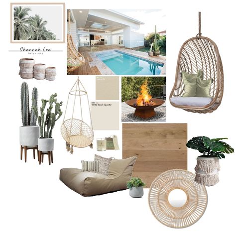 Coastal Outdoor Balcony Mood Board, Outdoor Mood Board, Coastal Outdoor Patio, Coastal Mood Board, Style Sourcebook, Holiday Interior Design, Outdoor Roof, Terrace Interior, Material Studies