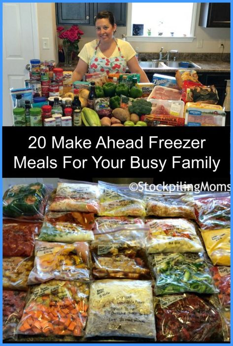 20 Make Ahead Freezer Meals For Your Busy Family Freezer Bag Meals, Food Freezing, Freeze Meals, Freeze Ahead Meals, Easy Suppers, Family Meal Prep, Bowl Meals, Freezer Dinners, Freezer Recipes