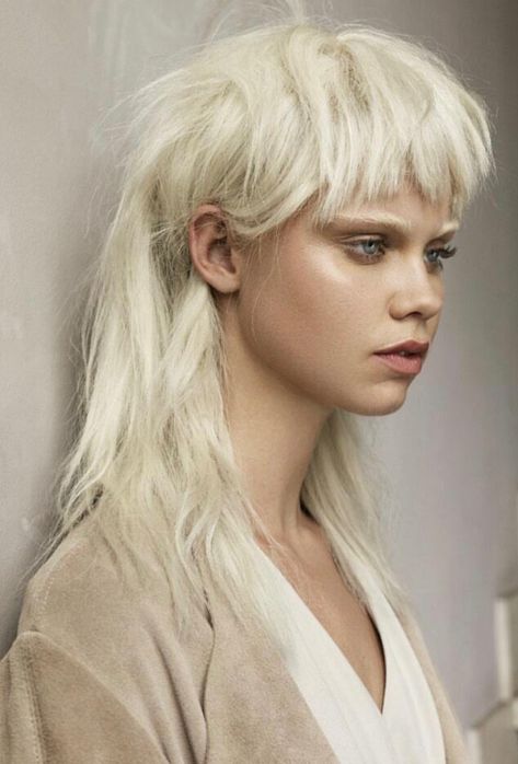 Woman Mullet Hairstyle, Mullet Wig, Runway Hair, Wild Hair, Alternative Hair, Platinum Blonde Hair, Pastel Hair, Mullet Hairstyle, Creative Hairstyles