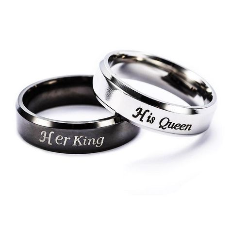 Her King and His Queen Stainless Steel Couple Promise Rings - 30 Day Money Back Guarantee + Free World Shipping! (USA Customers also receive free online order tracking). king rings, queen rings, promise rings for her, promise rings for couples, promise rings for him, couple rings, matching rings, gifts for him, valentine's gifts, valentines day, birthday gifts for boyfriend, birthday gift for girlfriend, couple jewelry Crown Rings, Matching Promise Rings, Bday Gifts For Him, Dazzling Jewelry, Couples Rings, Her King, Promise Jewelry, Promise Rings For Him, Queen Rings