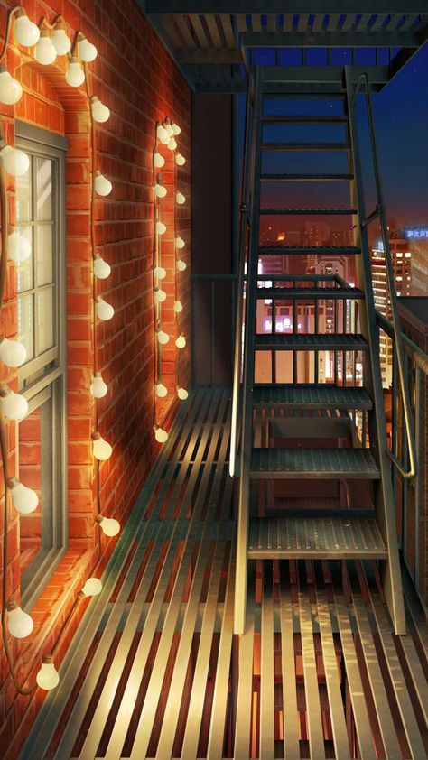 #nyc Wattpad Background, Episode Interactive Backgrounds, Anime Places, Episode Backgrounds, Fantasy Background, Scenery Background, Fire Escape, Anime Backgrounds Wallpapers, Fantasy Places