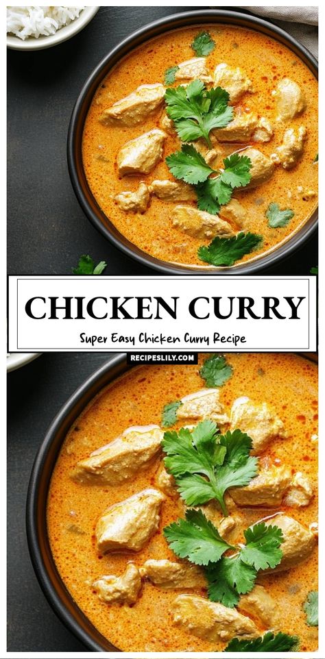 This super easy chicken curry is my go-to comfort food! Bursting with rich flavors and tender chicken, it's perfect for any occasion. Serve it with fluffy rice for a complete meal that will impress your family and friends! Curry Powder Recipes Chicken, Curried Chicken Recipes, Easy Curry Recipes Simple, Healthy Chicken Curry Recipes, How To Make Curry Chicken, Curry Chicken Recipes Indian, Easy Curry Chicken Recipes, Curry Chicken Indian, Instant Pot Curry Chicken