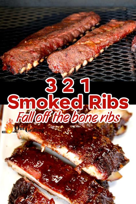 3 2 1 Ribs are fall off of the bone tender where they are smoked for 3 hours, wrapped and cooked for 2 more hours and then finished with sauce for another hour. The results are the most tender ribs you've ever tasted. 3 2 1 Smoked Ribs, 321 Smoked Ribs, 3 2 1 Ribs, Fall Off The Bone Ribs, Side Dishes For Ribs, Grilled Baby Back Ribs, Tender Ribs, Smoked Pork Ribs, Pork Rib Recipes