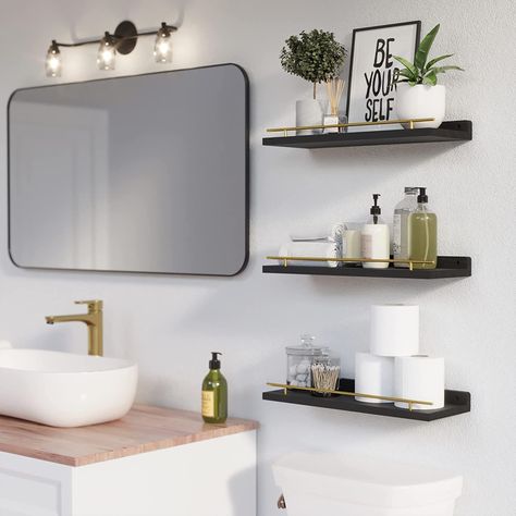 Metal Guardrail, Shelves Above Toilet, Room Plants, Shelves For Bedroom, Bathroom Canisters, Shelves Over Toilet, Bathroom Shelves Over Toilet, Black Floating Shelves, Shelves For Wall