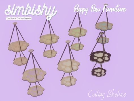 Fairycore Furniture, Sims 4 Cc Butterfly, Sims 4 Cc Fairycore, Sims 4 Cc Build, Fairycore Decor, Ceiling Shelves, Puppy Paw, Cc Furniture, Sims 4 Clutter