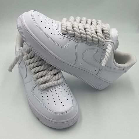 Nike Air Force 1 Rope Laces, Air Force 1 Rope Laces, Nike Air Force 1 Black, How To Wash Shoes, Nike Air Force 1 Custom, White Nike Shoes, Nike Fashion Shoes, Air Force 1 Custom, Air Force One