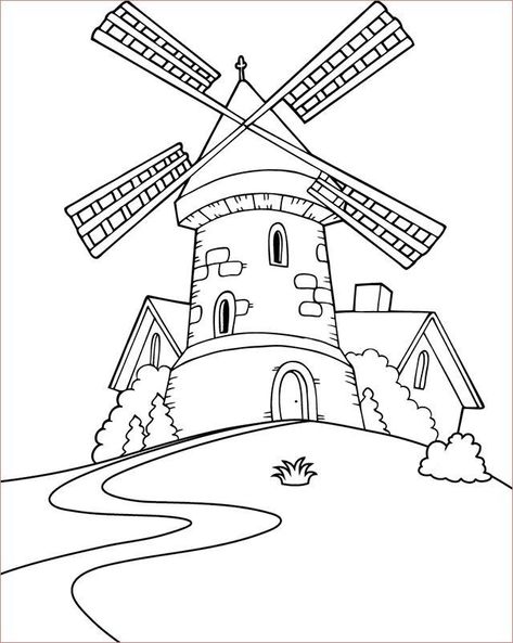 Windmill Images, Deviantart Pokemon, Nova Art, Landscape Pencil Drawings, Free Kids Coloring Pages, Lighthouse Painting, Fun For Kids, Landscape Drawings, Free Printable Coloring Pages