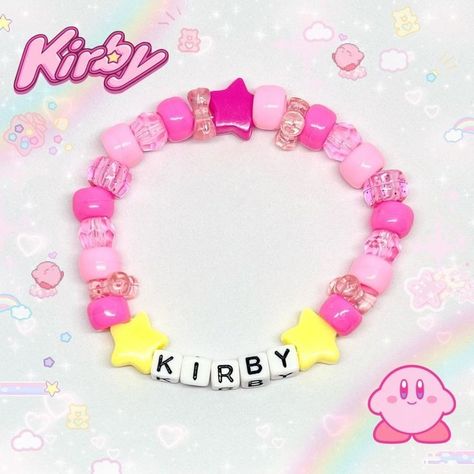 Bracelets Kawaii, Kandi Projects, Pulseras Kandi, Bracelet Business, Kandi Inspo, Kirby Nintendo, Diy Kandi Bracelets, Candy Ideas, Pony Bead Bracelets