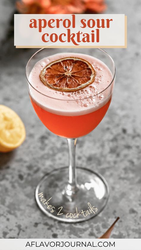 Aperol Sour Cocktail Irish Drinks Cocktails, Aperol Cocktail Recipes, Winter Cocktail Drinks, Aperol Sour, Aperol Cocktails, Aperol Drinks, Sour Cocktails, Easter Drink, Halloween Drinks Alcohol